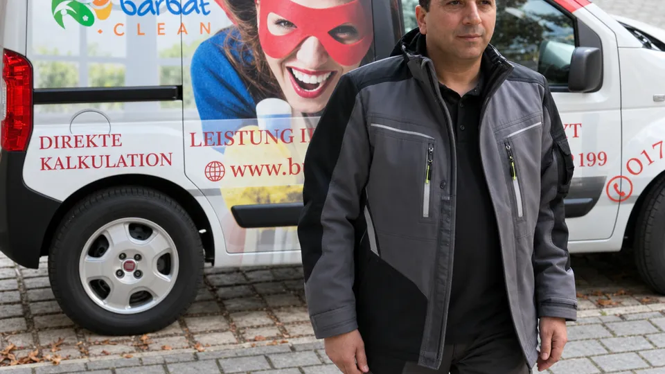 Nima Barbat vor einem Fahrzeug von Barbat Clean